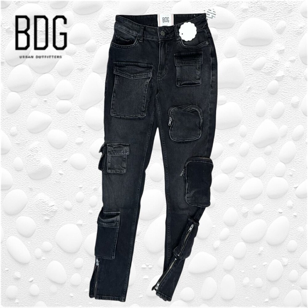 BNG Multi Pocket/Zips Dark Grey Skinny Jeans (NWOT)